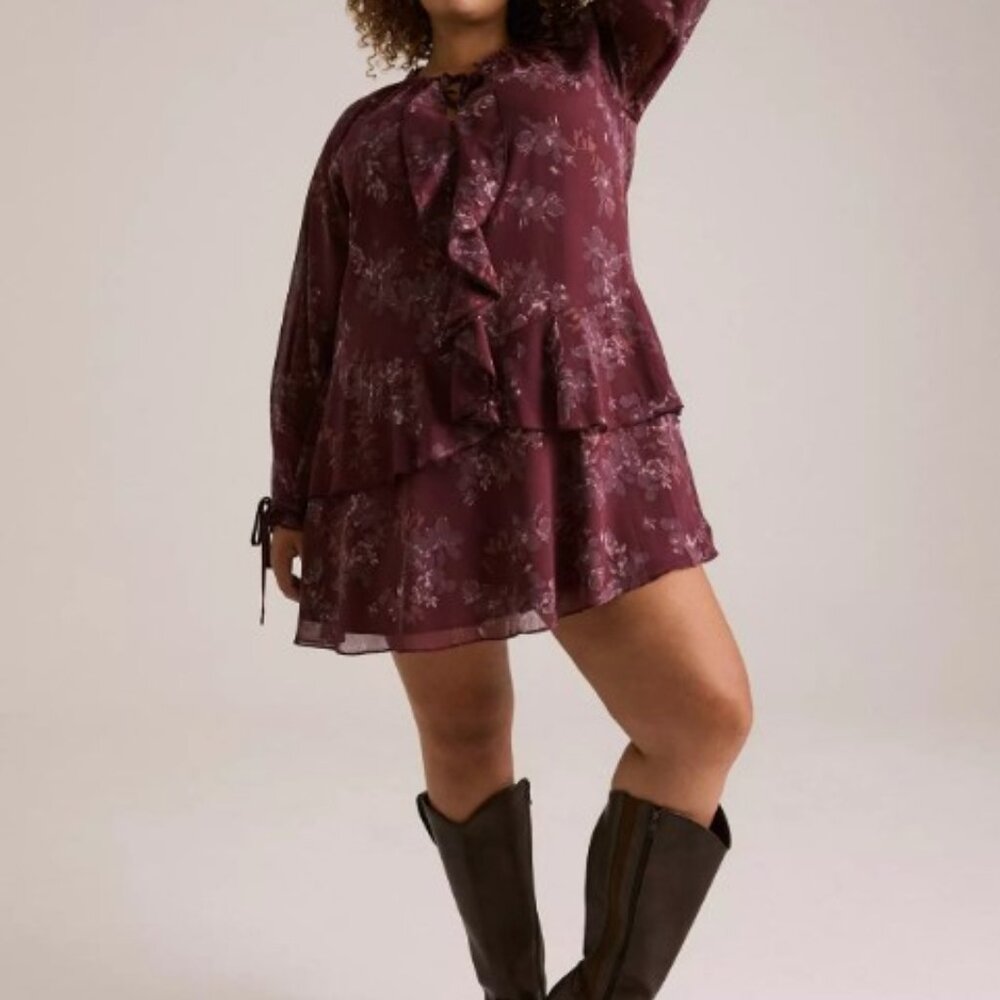 Torrid Cascade Ruffle Drop Waist Dress - Picture 3 of 5